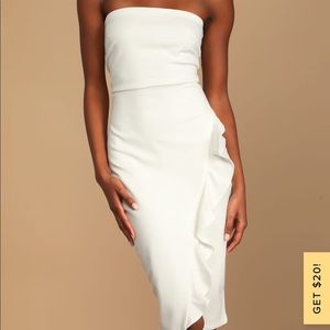 Lulus white strapless midi dress!